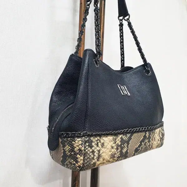 [BUNJANG] Daks Ivory Snakeskin Colorblock Shoulder Bag / (JJ30050)닥스 아이보리 뱀피 배색 숄더백 가방