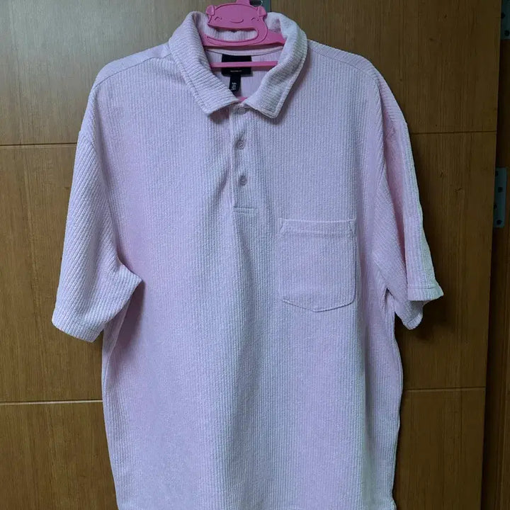 [BUNJANG] H&amp;M Polo Shirt - Pink / [L] H&amp;M 수건 타월 카라티 폴로셔츠 핑크