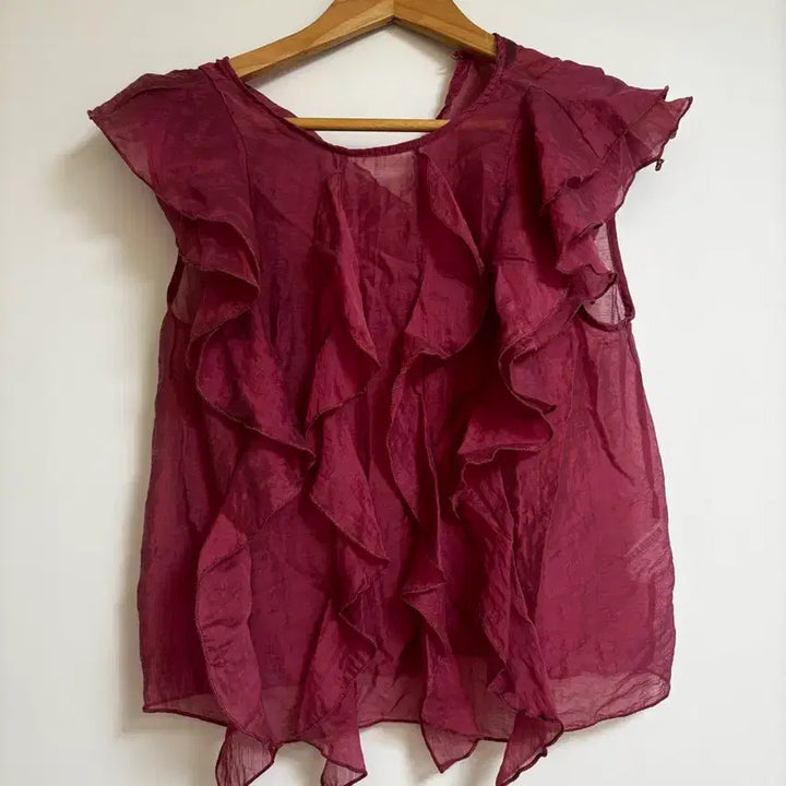 [BUNJANG] Zara Burgundy Ruffle Blouse / ZARA 버건디 러플 블라우스