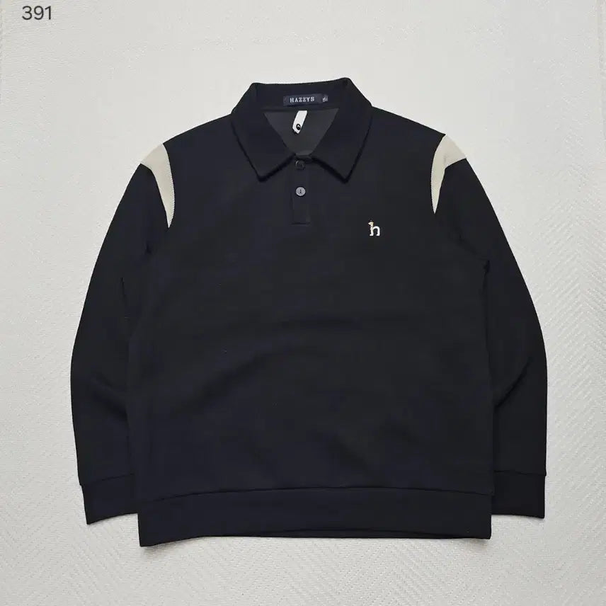 [BUNJANG] Hazzys Black Collar Sweatshirt L / 헤지스 블랙 카라 맨투맨 L