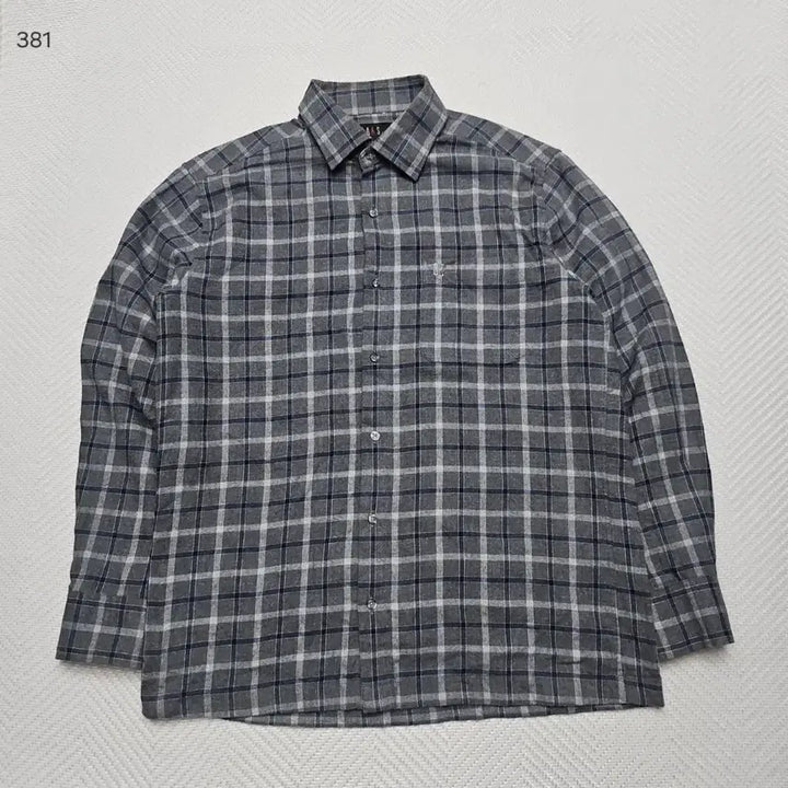 [BUNJANG] Daks Grey Check Long Sleeve Shirt 95 / 닥스 그레이 체크 긴팔 셔츠 95