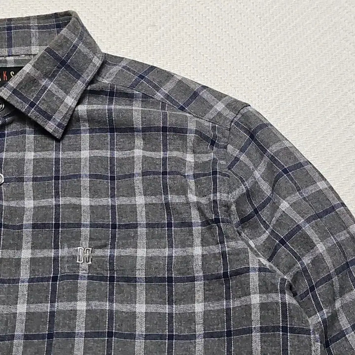 [BUNJANG] Daks Grey Check Long Sleeve Shirt 95 / 닥스 그레이 체크 긴팔 셔츠 95