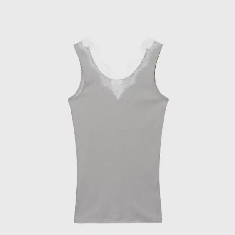 [BUNJANG] Monoha Lace Sleeveless Light Grey / 모노하 레이스 슬리브리스