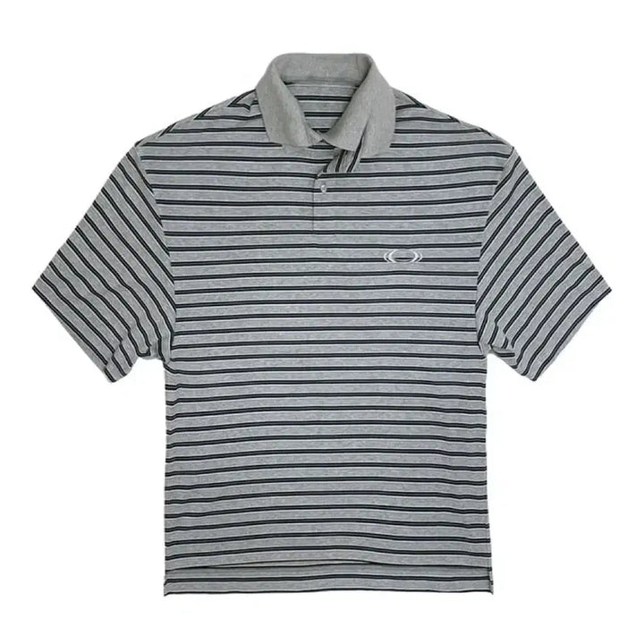 [BUNJANG] Civision Double Collar Polo Grey Blue Striped / [OS] civision 더블 카라 폴로 그레이 블루 스트라이프