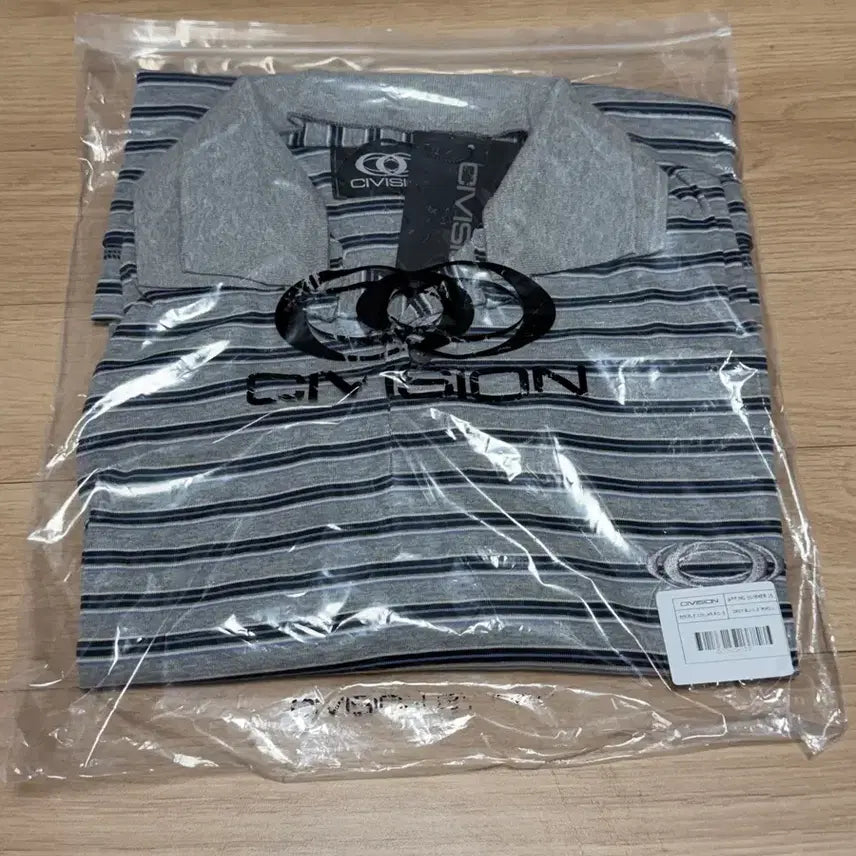 [BUNJANG] Civision Double Collar Polo Grey Blue Striped / [OS] civision 더블 카라 폴로 그레이 블루 스트라이프