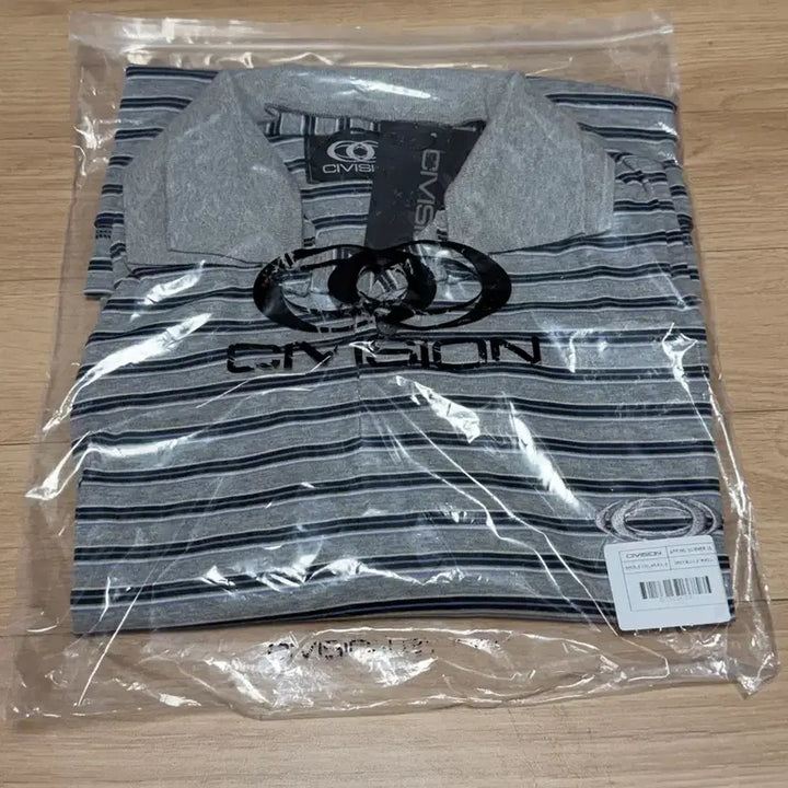 [BUNJANG] Civision Double Collar Polo Grey Blue Striped / [OS] civision 더블 카라 폴로 그레이 블루 스트라이프