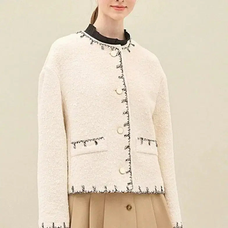 [SOLD OUT] 한섬 sjsj 아이보리 트위드 자켓
