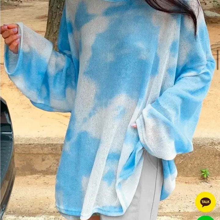 [BUNJANG] Water Dye Oversized Knit (Aqua) / 물나염오버핏니트(아쿠아)