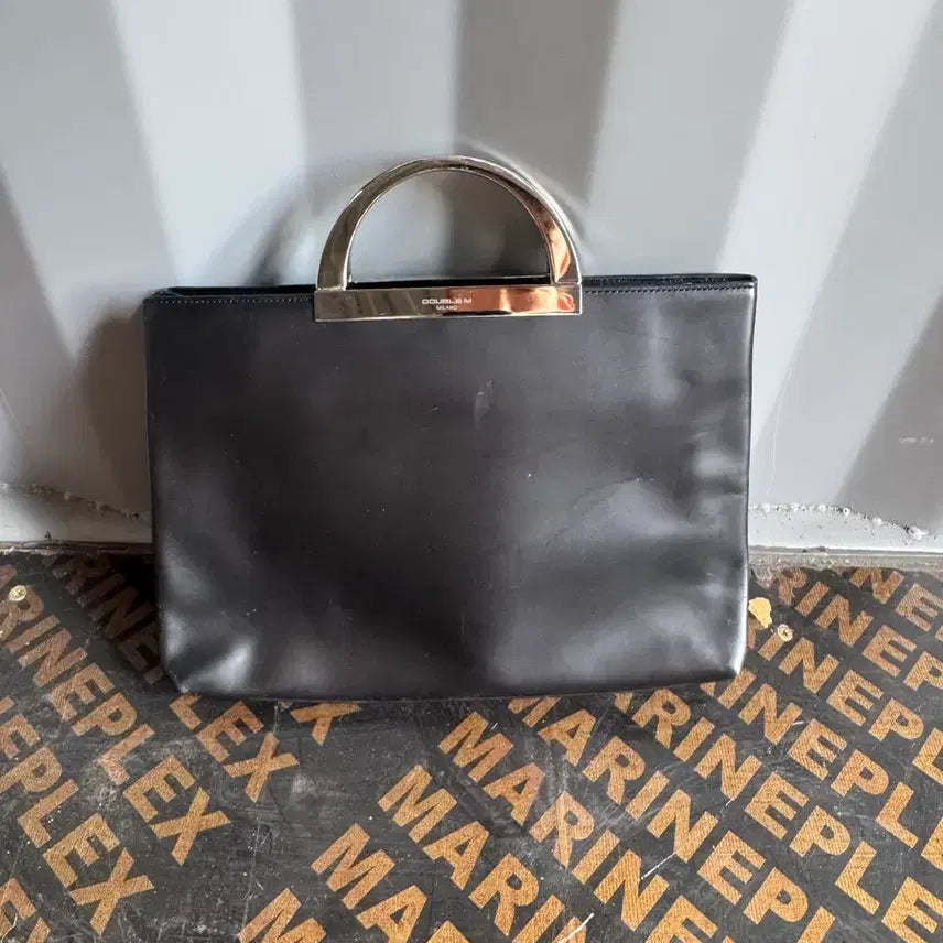 [BUNJANG] TheM Black Leather Tote Bag / 더블엠 블랙가죽토드백