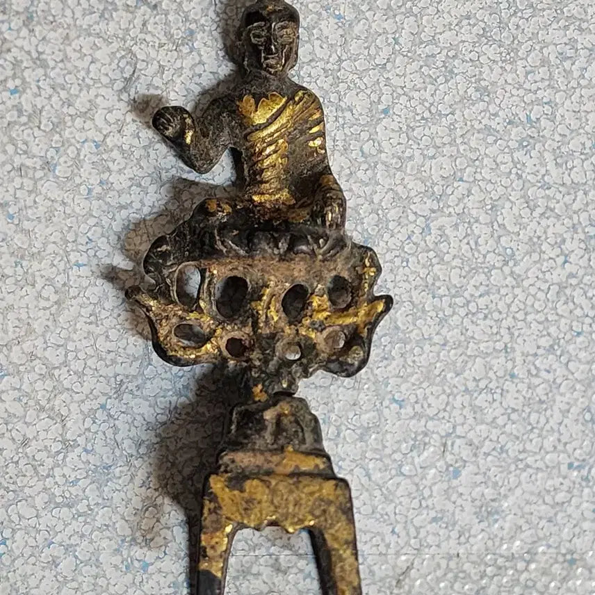 [BUNJANG] Ancient Gilt Bronze Buddha Statue Artifact / Q130.금동불.청동불.부처.유물.출토.불교.불상.탱화