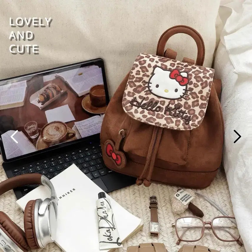[BUNJANG] Sanrio Hello Kitty Leopard Backpack / 신상 산리오 태닝 헬로키티 레오파드 백팩 새상품
