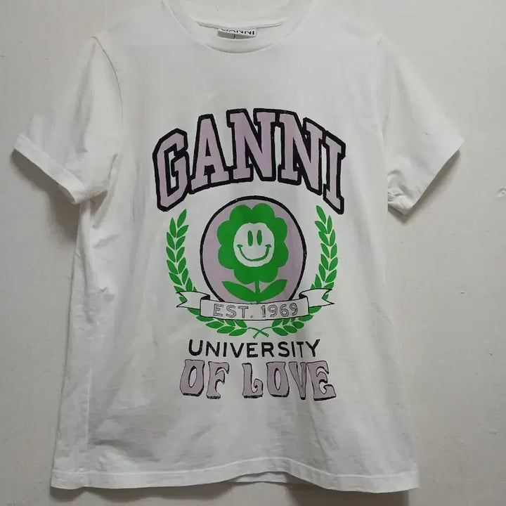 [SOLD OUT] 가니 GANNI 여성 플라워 프린팅 반팔 티셔츠 화이트 사이즈 XS