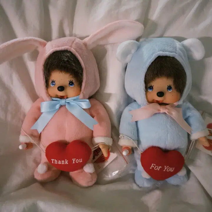 [BUNJANG] Monchhichi Bear/Rabbit Plush Set / 고전 몬치치 (곰 /토끼) 팝니다