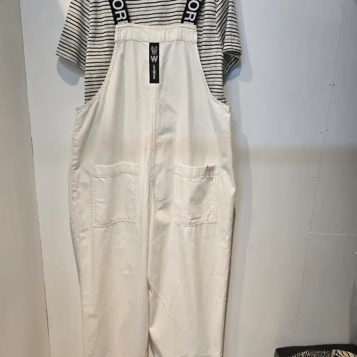 [BUNJANG] Lifework White Overalls / 라이프워크 화이트 멜빵바지