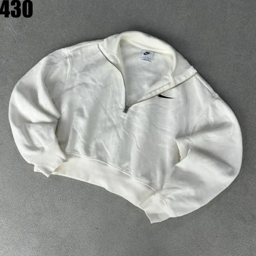[BUNJANG] Nike White Half Zip Sweatshirt XS / 나이키 화이트 하프집업 맨투맨 XS