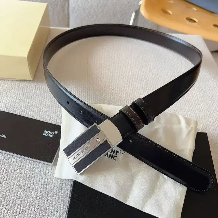 [BUNJANG] Montblanc Leather Belt with Buckle Logo / 몽블랑 벨트