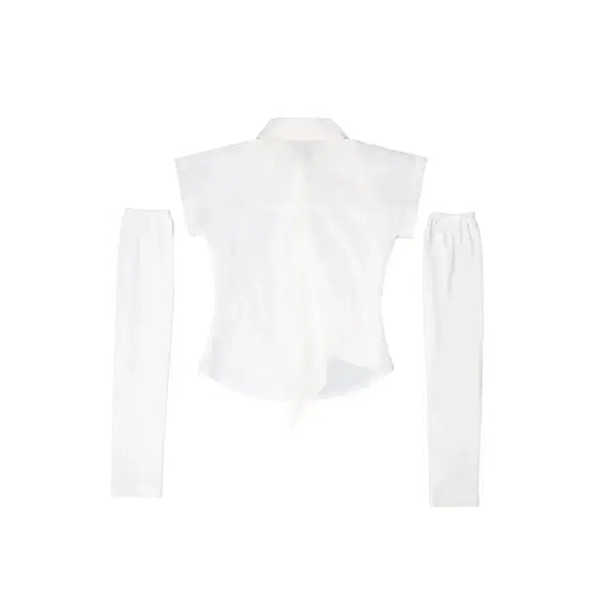 [BUNJANG] OHOS Cap Sleeve Warmer Shirt White / 오호스 캡슬리브 워머 셔츠 화이트