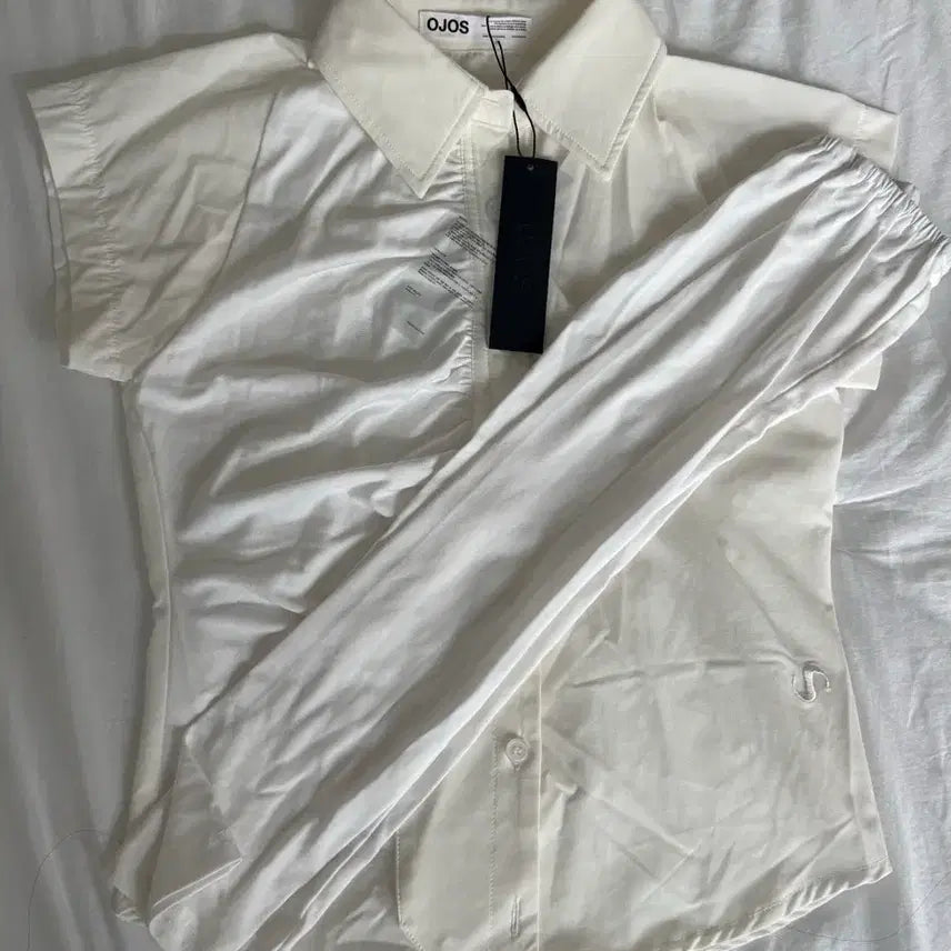[BUNJANG] OHOS Cap Sleeve Warmer Shirt White / 오호스 캡슬리브 워머 셔츠 화이트