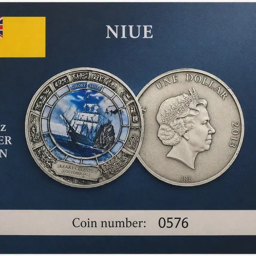 [BUNJANG] Niue 2013 Ghost Ships Series Mary Celeste First Edition Silver Coin (.925 Silver, 20g, Antique Finish) / 2013년 니우에 샤락선시리즈중 첫번째 메리셀레스트 호