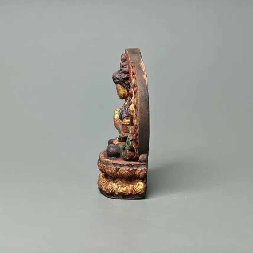 [BUNJANG] Scented Clay Seated Bodhisattva Statue / 향니 채색 사비관음 보살 불상 골동품 불교미술 불교 고미술품 수집품