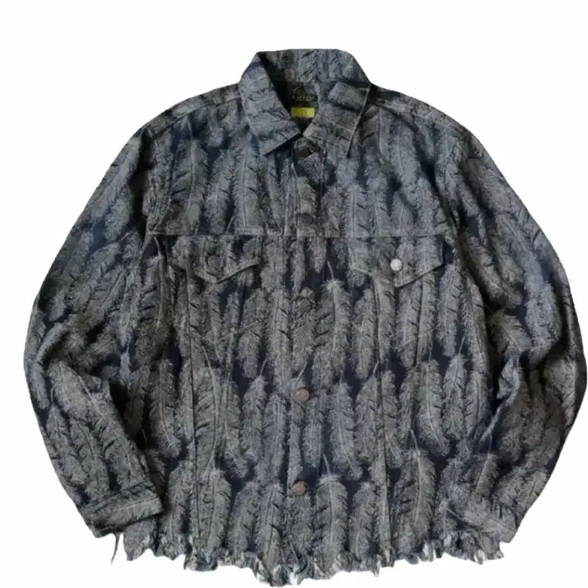 [BUNJANG] Kapital Feather Pattern Damaged Hem Jacket / 캐피탈 페더 자켓