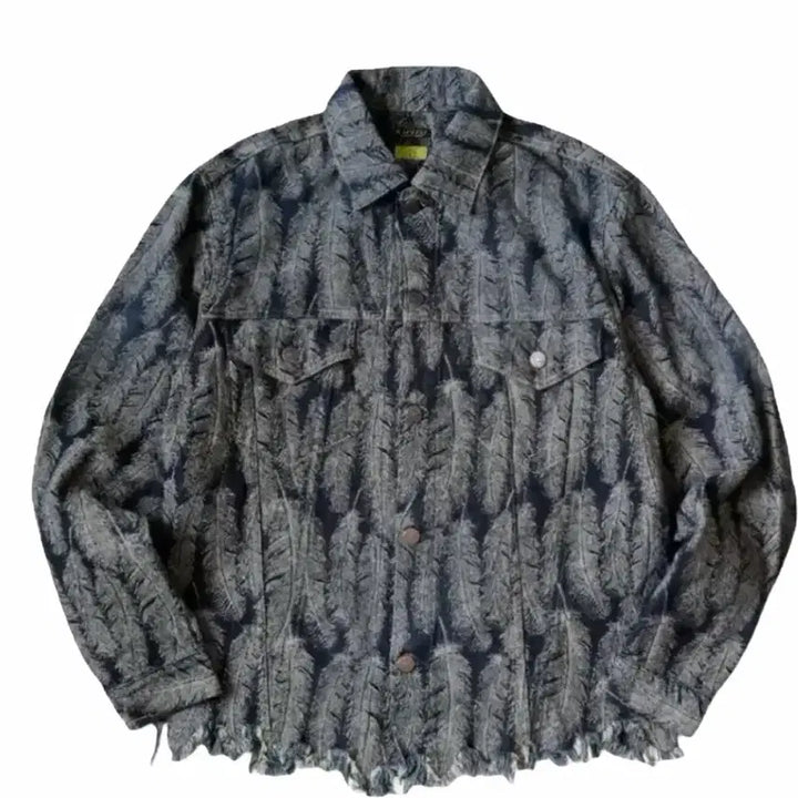 [BUNJANG] Kapital Feather Pattern Damaged Hem Jacket / 캐피탈 페더 자켓
