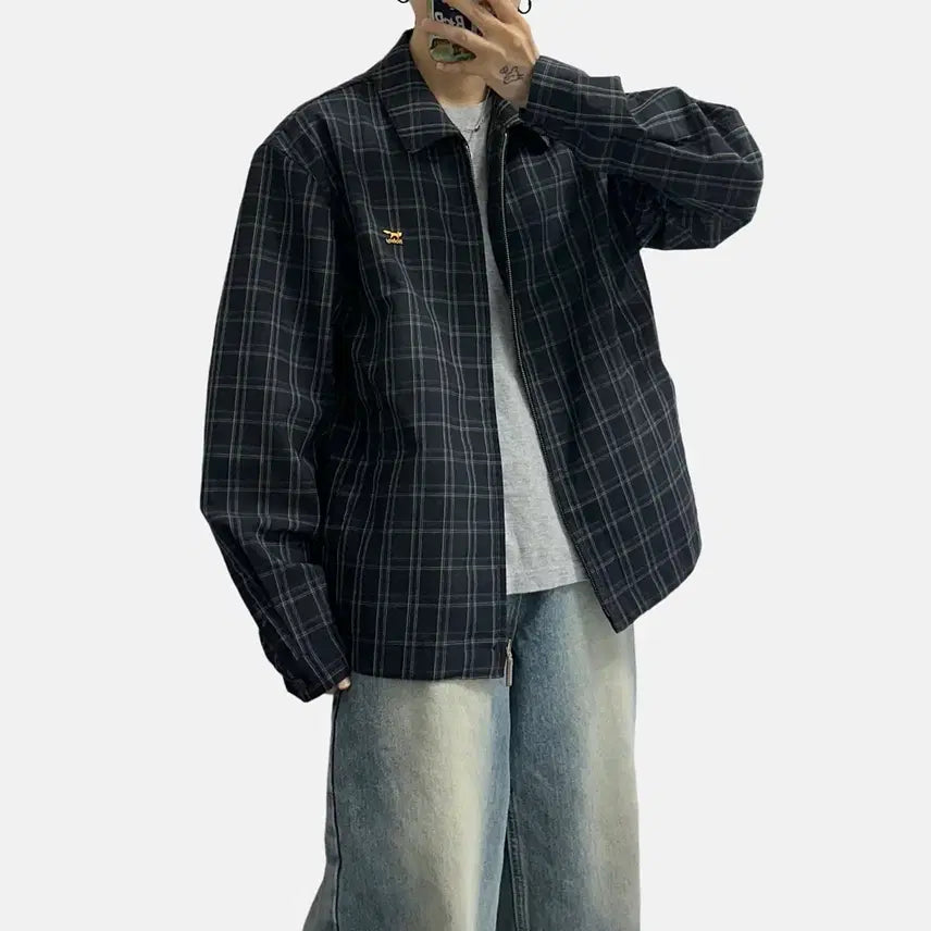 [BUNJANG] Woolrich Summer Wool Check Blouson Jacket / 울시 빈티지 써머 울 체크 블루종 자켓 올드스쿨