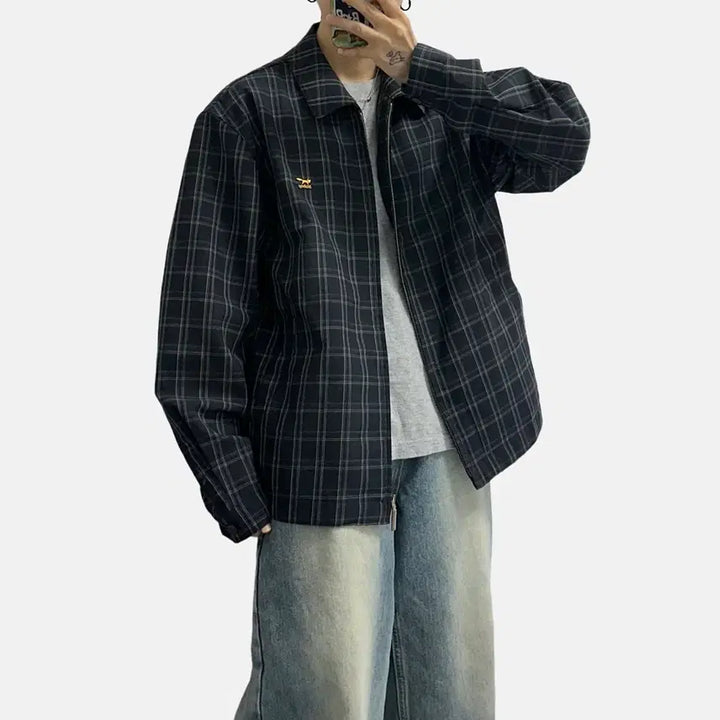 [BUNJANG] Woolrich Summer Wool Check Blouson Jacket / 울시 빈티지 써머 울 체크 블루종 자켓 올드스쿨
