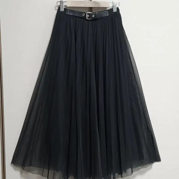 [BUNJANG] Le.nic Double-Layered Pleated Skirt with Belt / Le.nic 벨트 이중지 샤스커트