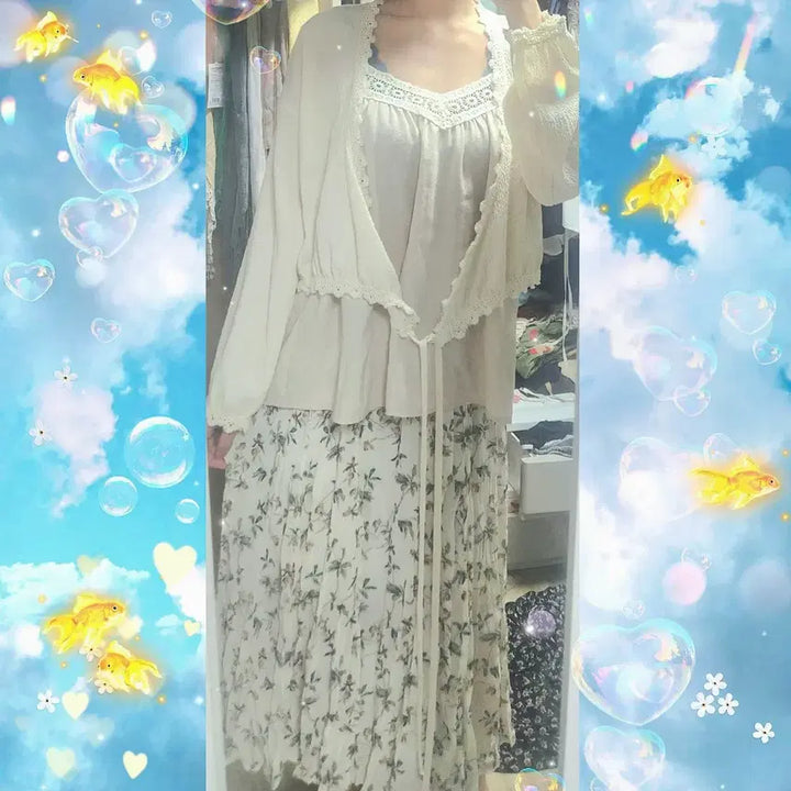 [BUNJANG] Vintage Mori Girl Style Coordi Set (4 Items) / 빈티지st 모리걸 코디 세트(4종)