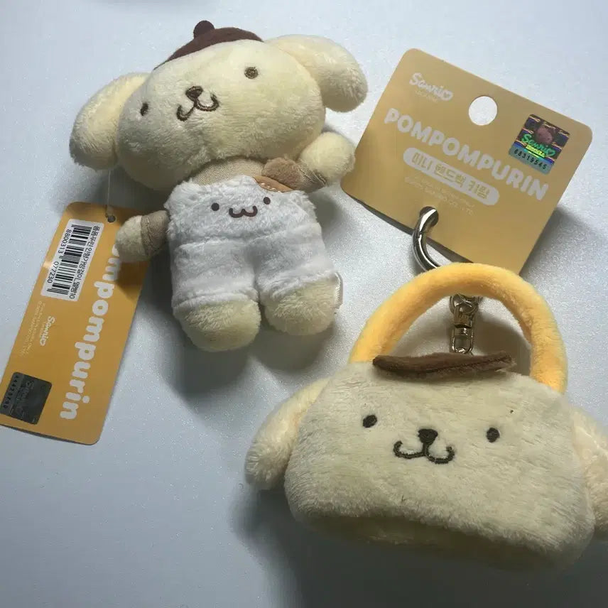 [BUNJANG] Sanrio Pompompurin Plush Mini Handbag Bag Keychain Bundle Set / 일괄 정품 산리오 폼폼푸린 인형 키링 가방 / 미니 핸드백 가방 멜빵