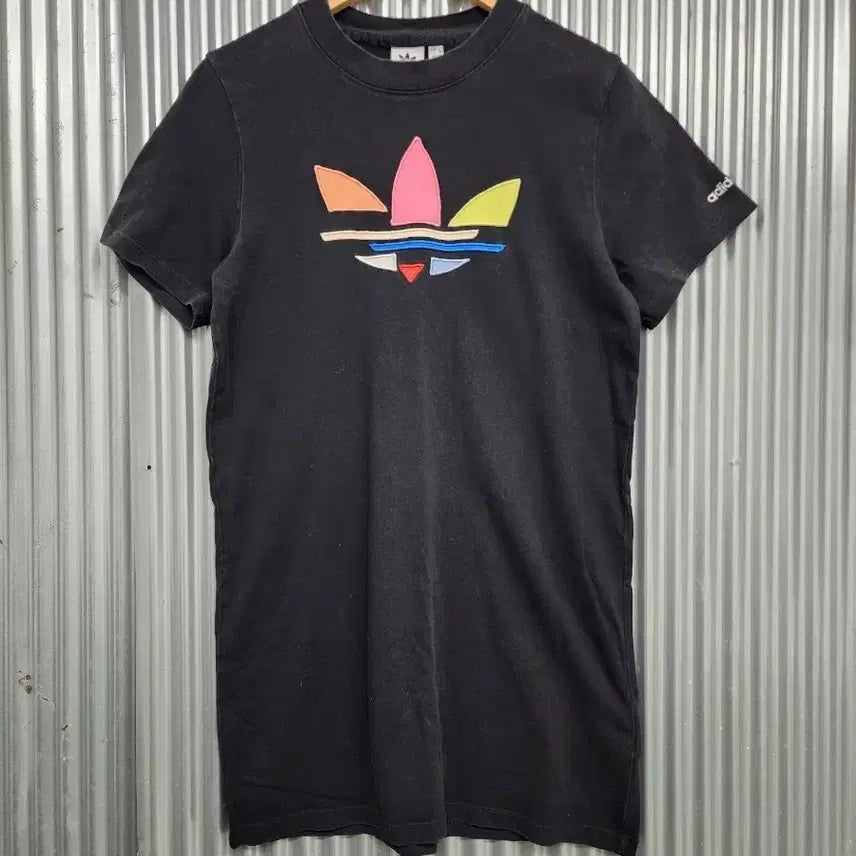 [BUNJANG] Adidas Black Multi Trefoil Short Sleeve Dress / (S)아디다스 블랙 멀티 트레포일 반팔 원피스