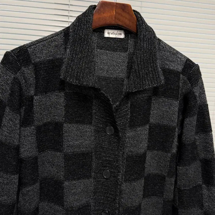 [BUNJANG] Reveillon Checkerboard Knit Jacket / reveillon 체커보드 니트 자켓