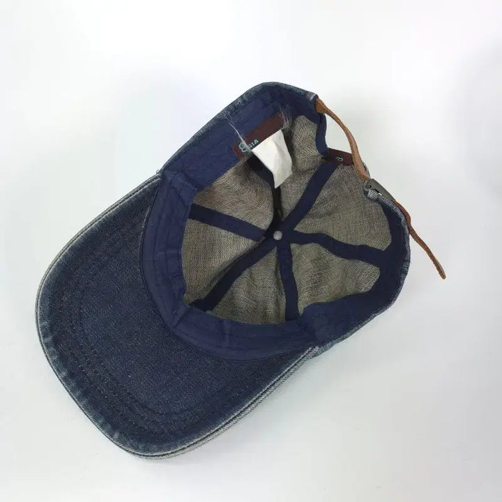 [BUNJANG] GIA Vintage Washed Denim Baseball Cap with Leather Strap / GIA 레더 스트랩 데님 빈티지 볼캡
