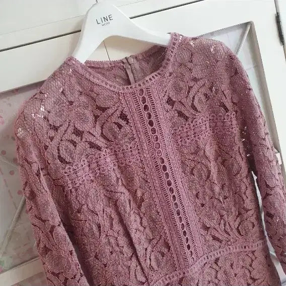 [BUNJANG] Lace Long Dress Pink Size 55 / 레이스 롱원피스 핑크/55