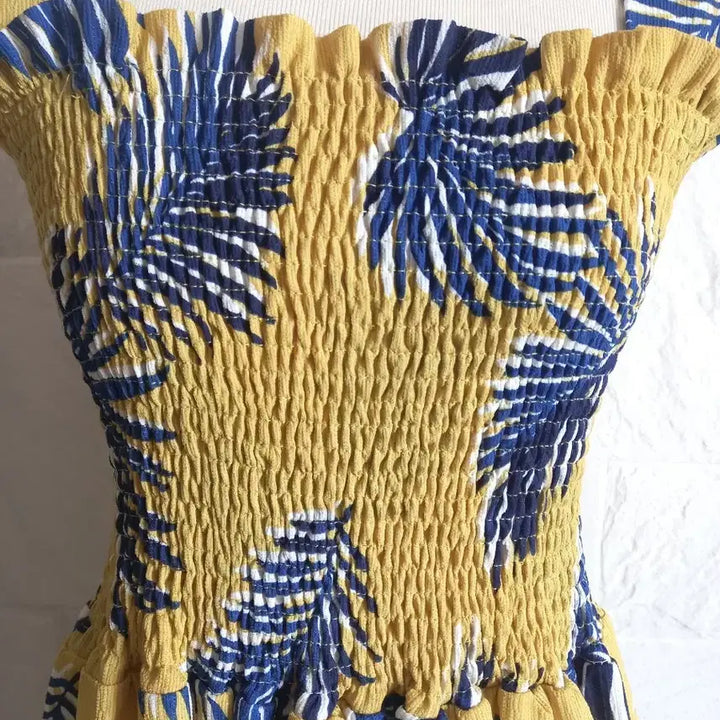 [BUNJANG] Yellow Palm Tree Print Long Dress / 옐로우 야자수 롱 원피스