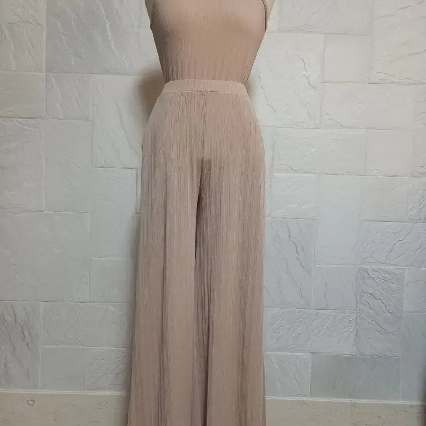 [BUNJANG] Sleeveless Top and Wide Leg Pants Set / 나시+와이드팬츠 세트
