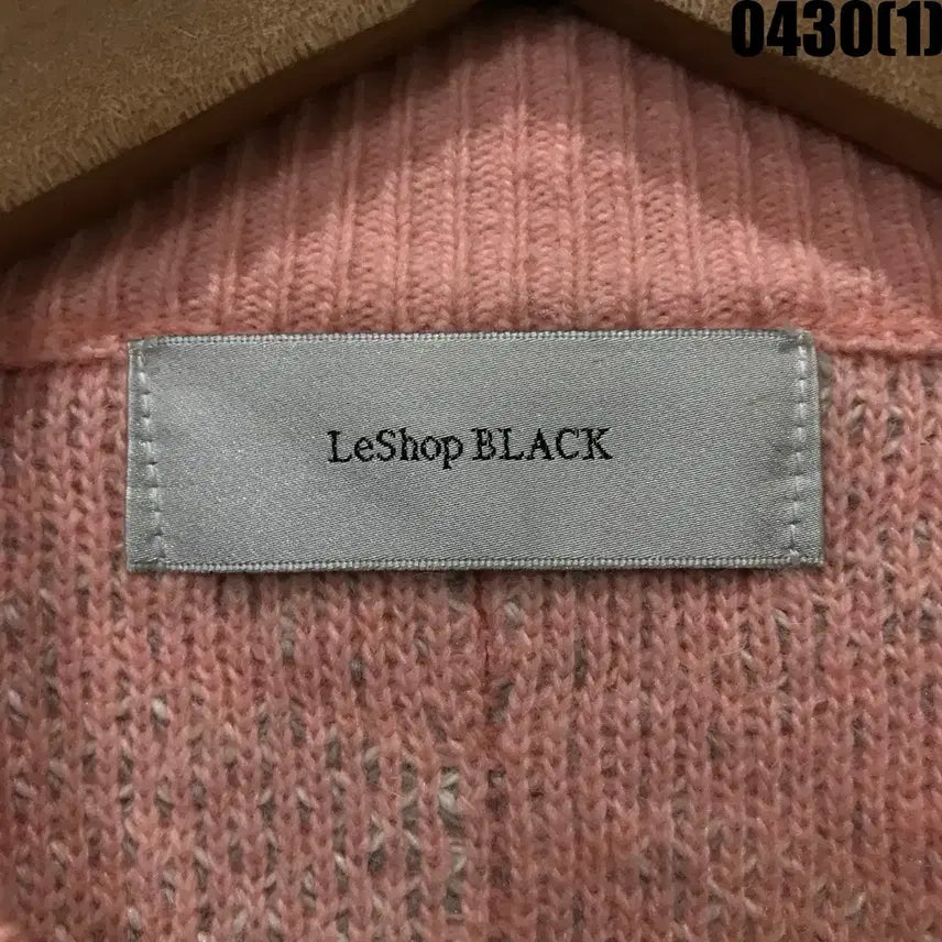 [BUNJANG] LESHOP Black Pink Pattern Knit Zip-Up (M) / LESHOP BLACK 핑크 패턴 니트 집업 m