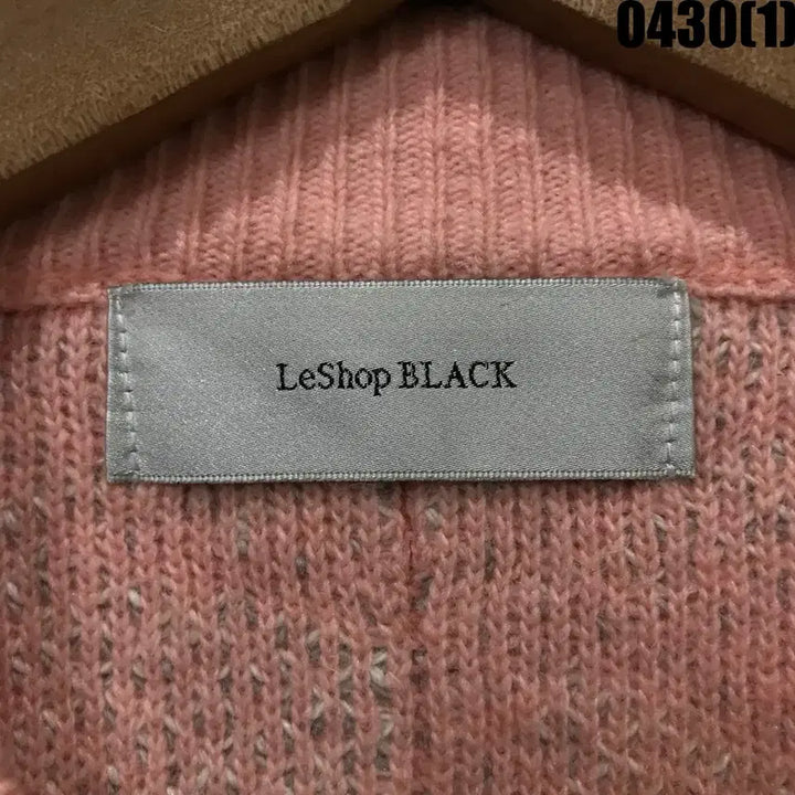 [BUNJANG] LESHOP Black Pink Pattern Knit Zip-Up (M) / LESHOP BLACK 핑크 패턴 니트 집업 m