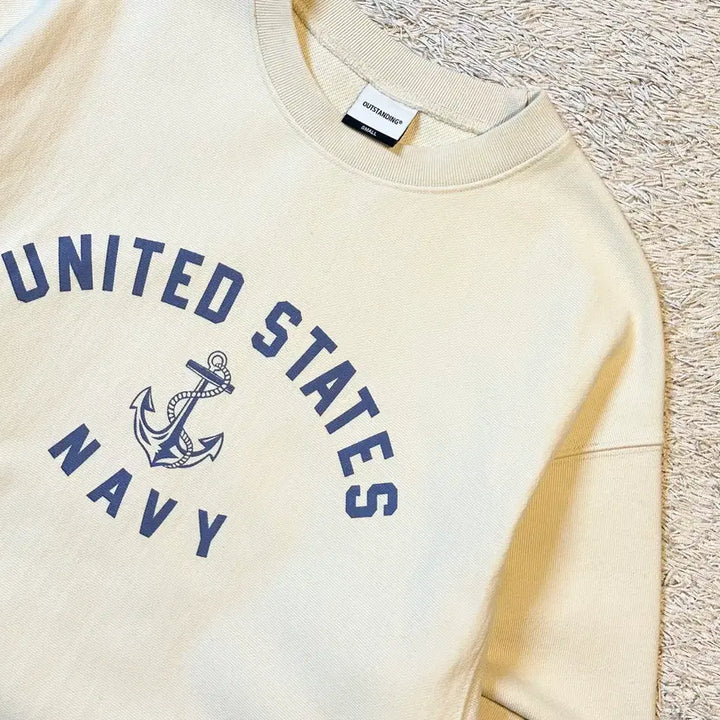 [BUNJANG] OUTSTANDING US NAVY Sweatshirt Ivory / [S] 아웃스탠딩 OUTSTANDING US NAVY 맨투맨 아이보리
