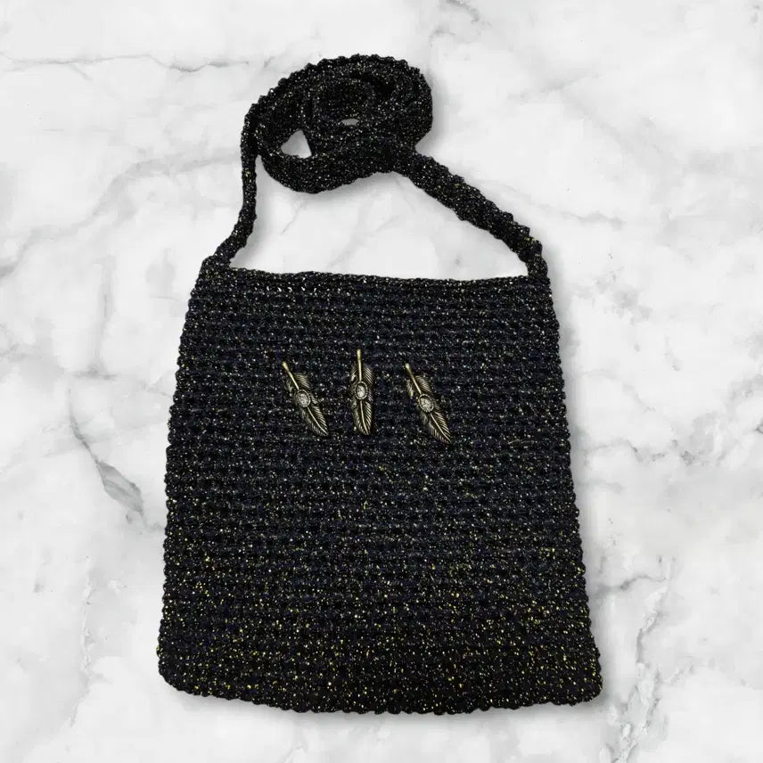 [BUNJANG] Handmade Navy Gold Thread Mini Crossbody Bag / 미니 크로스백 (새상품)