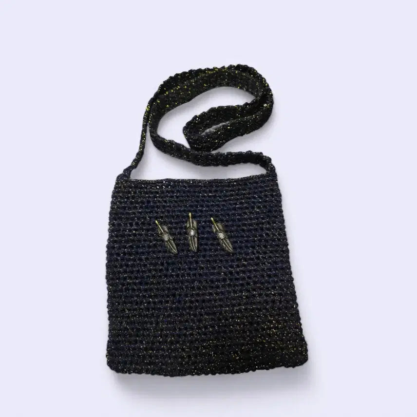 [BUNJANG] Handmade Navy Gold Thread Mini Crossbody Bag / 미니 크로스백 (새상품)