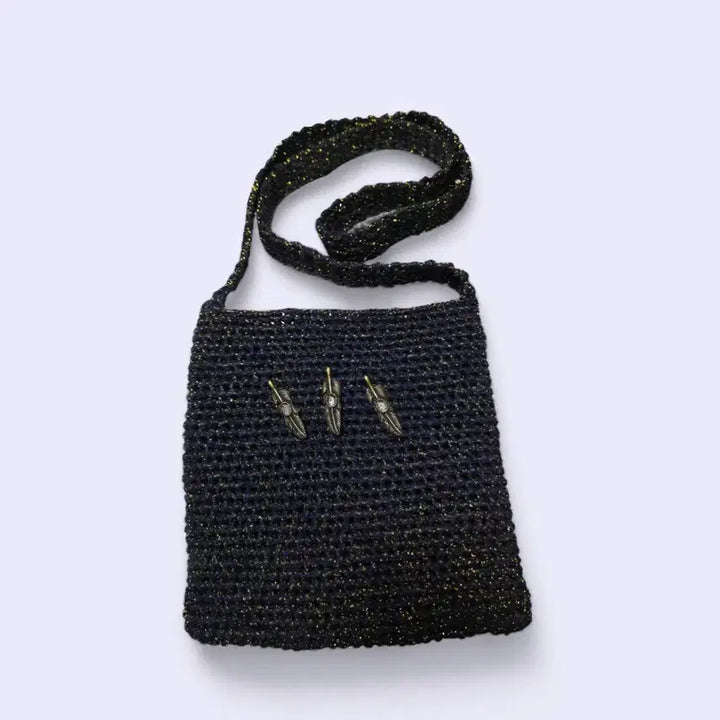 [BUNJANG] Handmade Navy Gold Thread Mini Crossbody Bag / 미니 크로스백 (새상품)