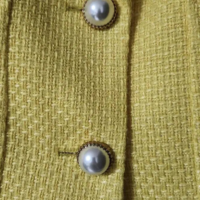 [BUNJANG] Yellow Tweed Short-Sleeve Jacket / 노랑색 트위드 반팔 자켓 새상품