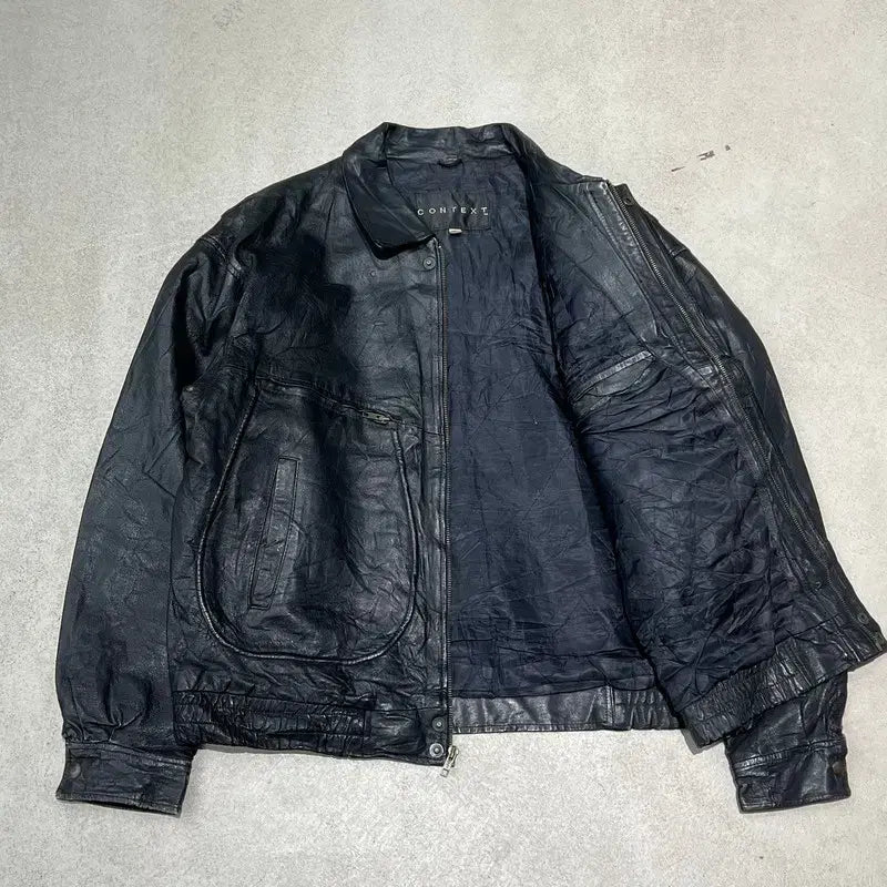 [BUNJANG] Context Leather Bomber Jacket / context 레더 봄버자켓 s10942