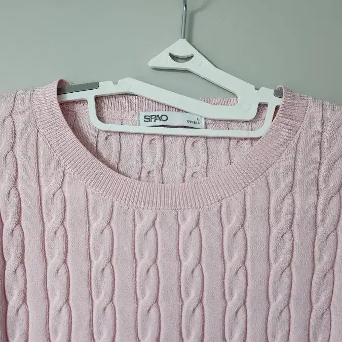 [BUNJANG] SPAO Cable Knit Short Sleeve Sweater Pink / SPAO 꽈배기 반팔 니트 핑크 새상품