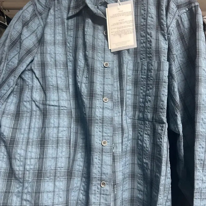 [BUNJANG] Mood Inside Wrinkle Check Shirt Blue / 무드인사이드 링클 체크 셔츠 블루