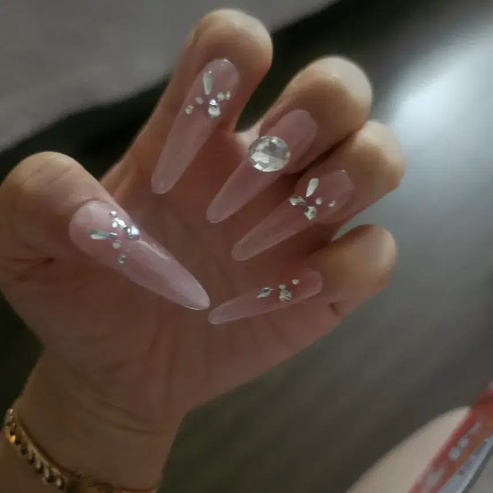 [BUNJANG] Nail Tips Set (S-M) - Various Designs with Glitter &amp; Charms / 네일팁 일괄판매 s~m 쿨거부탁두려용