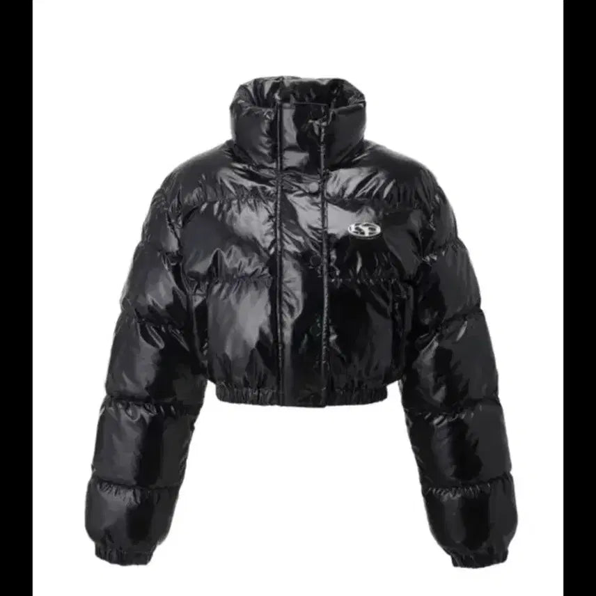 [BUNJANG] Khaki Point Metal Symbol Glossy Padded Jacket / 카키포인트 메탈 심볼 글로시 패딩 자켓