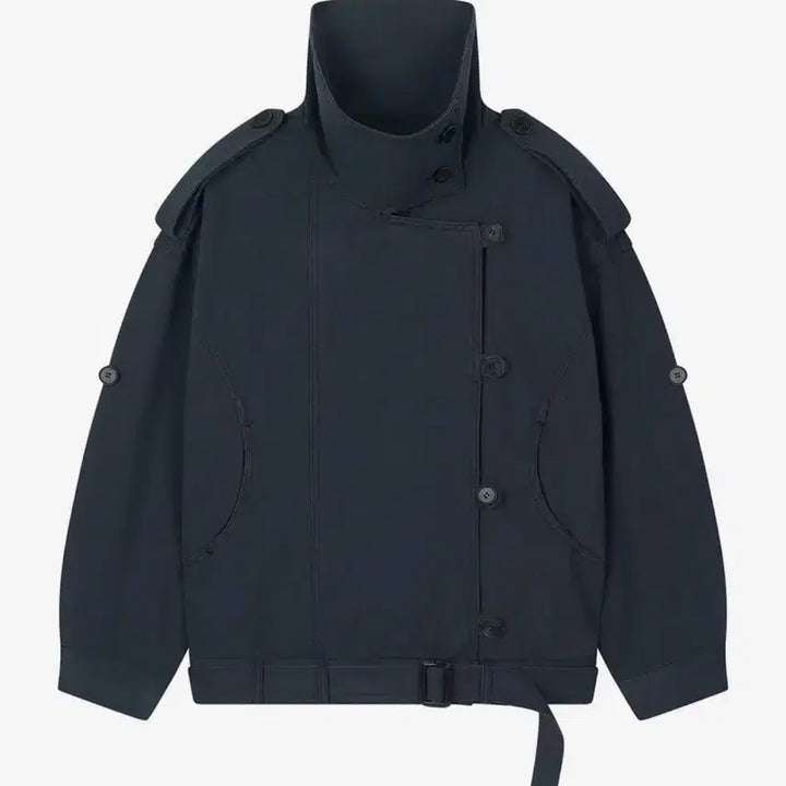 [BUNJANG] Sandro High Neck Cotton Jacket - Navy / 샌드릭 High Neck Cotton Jacket_Navy
